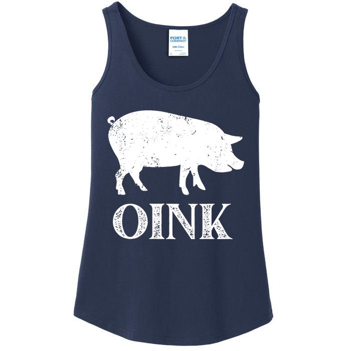 Oink Pig Funny Hog Farm Barnyard Animal Pig Lover Grunge Ladies Essential Tank