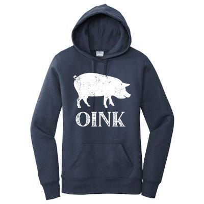 Oink Pig Funny Hog Farm Barnyard Animal Pig Lover Grunge Women's Pullover Hoodie