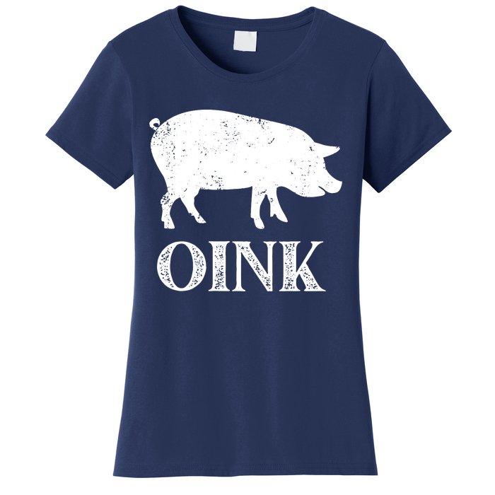 Oink Pig Funny Hog Farm Barnyard Animal Pig Lover Grunge Women's T-Shirt