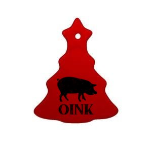 Oink Pig Funny Hog Farm Barnyard Animal Pig Lover Grunge Ceramic Tree Ornament