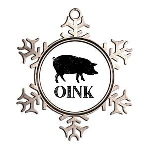 Oink Pig Funny Hog Farm Barnyard Animal Pig Lover Grunge Metallic Star Ornament