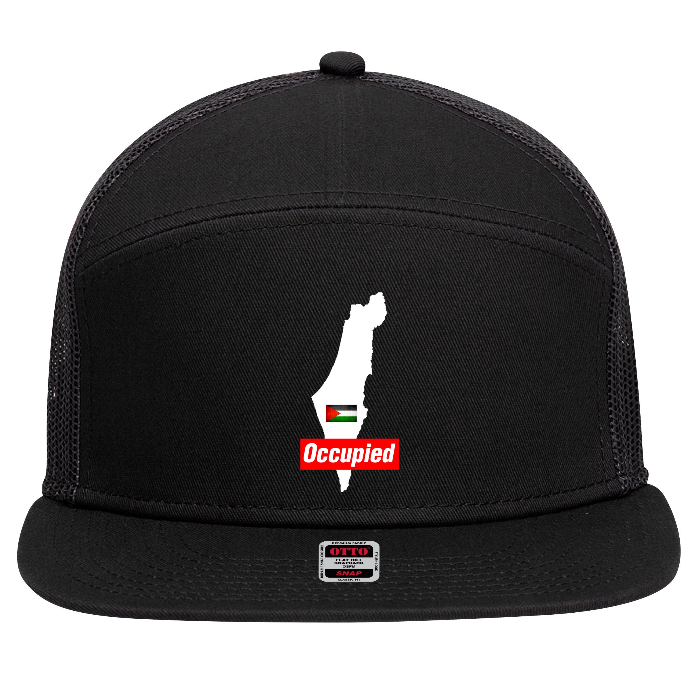 Occupied Palestine Free Gaza Funny Gift 7 Panel Mesh Trucker Snapback Hat