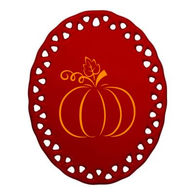 Orange Pumpkin Fall Halloween & Thanksgiving Minimal Design Ceramic Oval Ornament