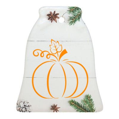 Orange Pumpkin Fall Halloween & Thanksgiving Minimal Design Ceramic Bell Ornament