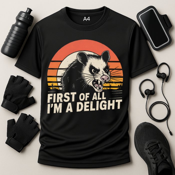 Opossum Possum First Of All IM A Delight Sarcastic Angry Cooling Performance Crew T-Shirt