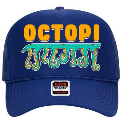 Octopus Pun Funny Octopi Math Geek Nerd Happy Pi Day 314 Great Gift High Crown Mesh Back Trucker Hat