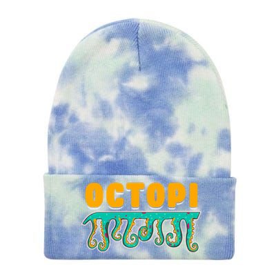 Octopus Pun Funny Octopi Math Geek Nerd Happy Pi Day 314 Great Gift Tie Dye 12in Knit Beanie