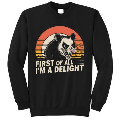 Opossum Possum First Of All IM A Delight Sarcastic Angry Gift Sweatshirt