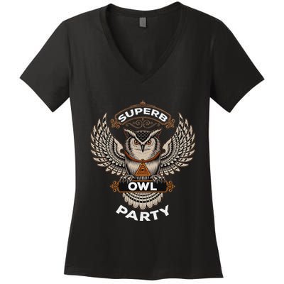 Owl Party Funny Quote The Shadows Owl Lover Women's V-Neck T-Shirt