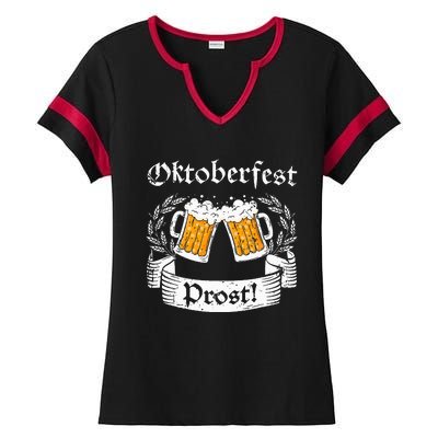 Oktoberfest Prost German Cheers Ladies Halftime Notch Neck Tee