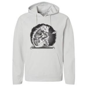 Opossum Playing Guitar Rock And Roll Rock Star Performance Fleece Hoodie