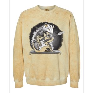 Opossum Playing Guitar Rock And Roll Rock Star Colorblast Crewneck Sweatshirt