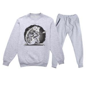 Opossum Playing Guitar Rock And Roll Rock Star Premium Crewneck Sweatsuit Set