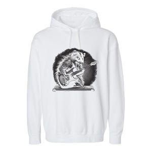 Opossum Playing Guitar Rock And Roll Rock Star Garment-Dyed Fleece Hoodie