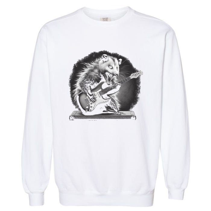 Opossum Playing Guitar Rock And Roll Rock Star Garment-Dyed Sweatshirt