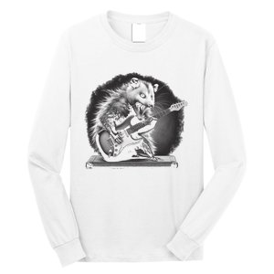 Opossum Playing Guitar Rock And Roll Rock Star Long Sleeve Shirt