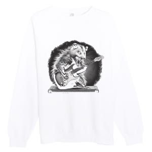 Opossum Playing Guitar Rock And Roll Rock Star Premium Crewneck Sweatshirt