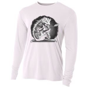 Opossum Playing Guitar Rock And Roll Rock Star Cooling Performance Long Sleeve Crew