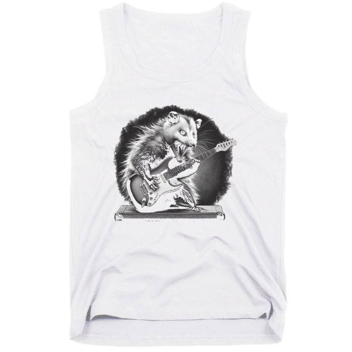 Opossum Playing Guitar Rock And Roll Rock Star Tank Top