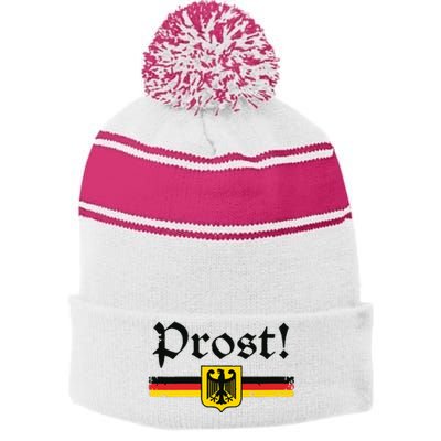 Oktoberfest Prost German Beer Festival Stripe Pom Pom Beanie