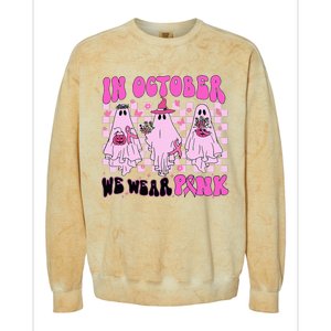 October Pink Ghost Halloween Breast Cancer Awareness Colorblast Crewneck Sweatshirt