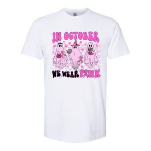 October Pink Ghost Halloween Breast Cancer Awareness Softstyle CVC T-Shirt