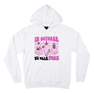 October Pink Ghost Halloween Breast Cancer Awareness Hoodie