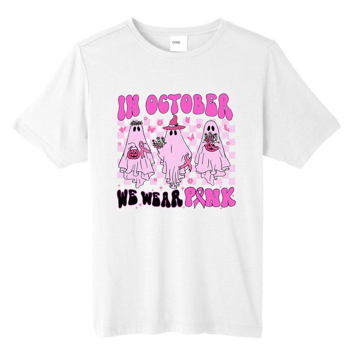 October Pink Ghost Halloween Breast Cancer Awareness Tall Fusion ChromaSoft Performance T-Shirt