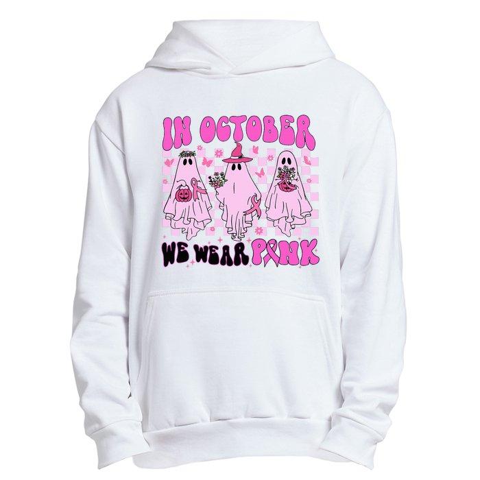 October Pink Ghost Halloween Breast Cancer Awareness Urban Pullover Hoodie