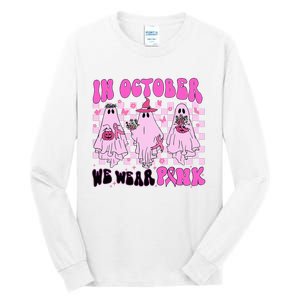 October Pink Ghost Halloween Breast Cancer Awareness Tall Long Sleeve T-Shirt