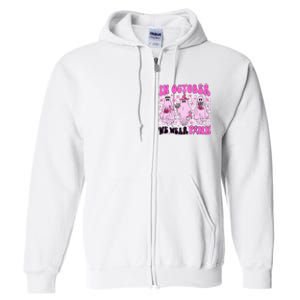 October Pink Ghost Halloween Breast Cancer Awareness Full Zip Hoodie