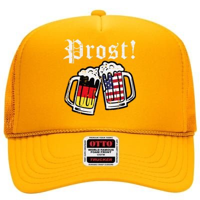 Oktoberfest Prost German American Flag Costume High Crown Mesh Back Trucker Hat