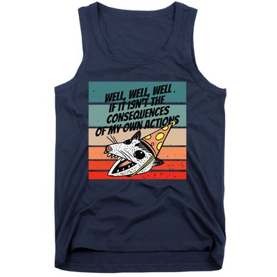 Opossum Party Hat Cartoon Humor Sarcasm Selfreflection Art Tank Top