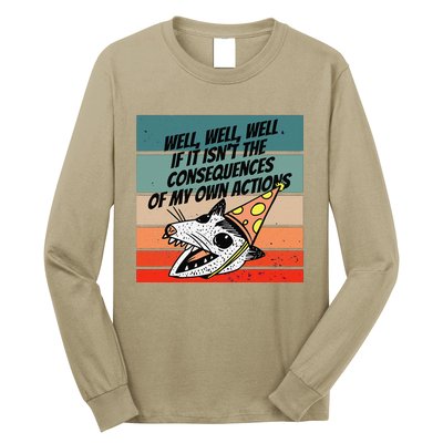 Opossum Party Hat Cartoon Humor Sarcasm Selfreflection Art Long Sleeve Shirt