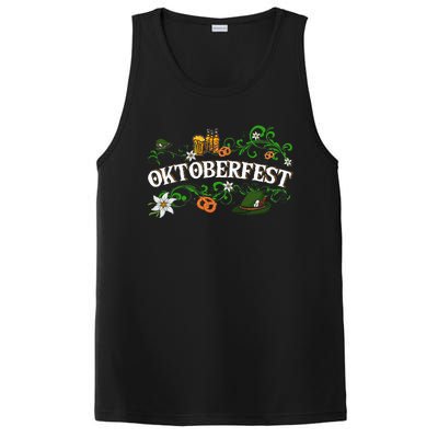 Oktoberfest Party Hat with Beer, Pretzel, and Edelweiss PosiCharge Competitor Tank