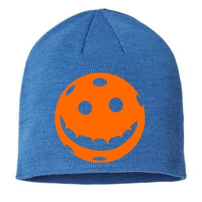 Orange Pickleball Halloween Jackolantern Gift Sustainable Beanie