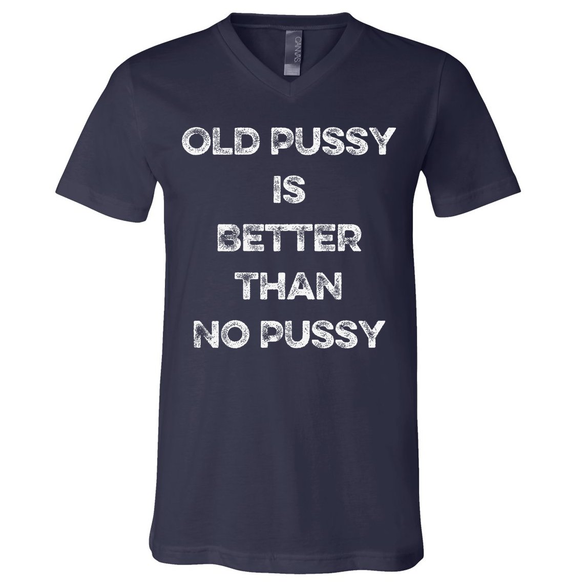 Old Pussy Is Better Than No Pussy Funny Joke Sarcastic V-Neck T-Shirt