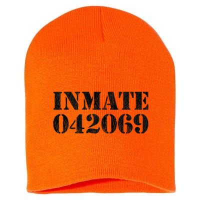 Orange Prisoner Inmate Number Halloween Costume Outfit Short Acrylic Beanie