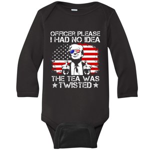 Officer Please I Had No Idea The Tea Twisted Usa Flag Trump Baby Long Sleeve Bodysuit