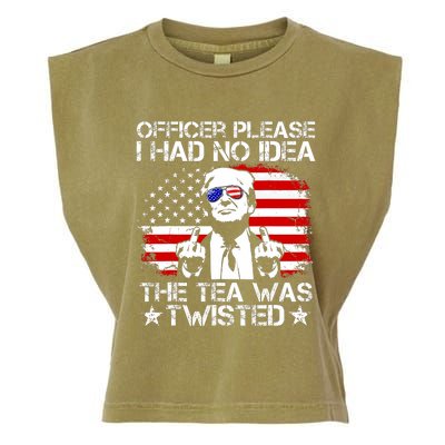 Officer Please I Had No Idea The Tea Twisted Usa Flag Trump Garment-Dyed Women's Muscle Tee