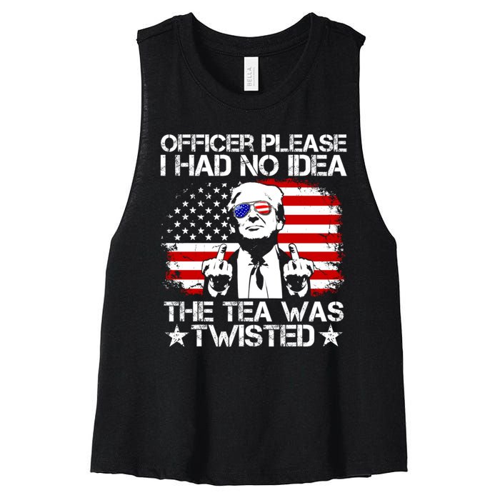 Officer Please I Had No Idea The Tea Twisted Funny Political Saying Women's Racerback Cropped Tank