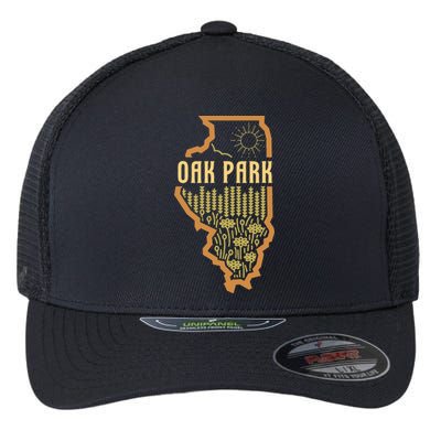 Oak Park Illinois (IL) Prairie Landscape Graphic Flexfit Unipanel Trucker Cap