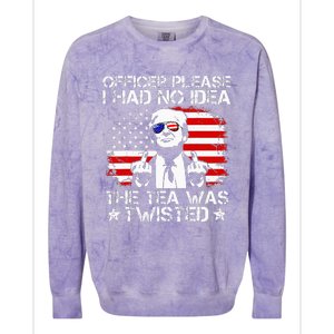 Officer Please I Had No Idea The Tea Twisted Usa Flag Trump Colorblast Crewneck Sweatshirt