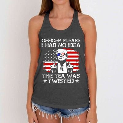 Officer Please I Had No Idea The Tea Twisted Usa Flag Trump Women's Knotted Racerback Tank