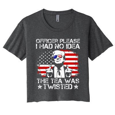 Officer Please I Had No Idea The Tea Twisted Usa Flag Trump Women's Crop Top Tee