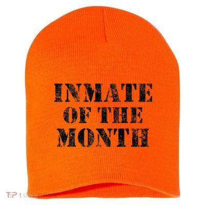 Orange Prison Jail Inmate Prisoner Funny Halloween Costume Short Acrylic Beanie