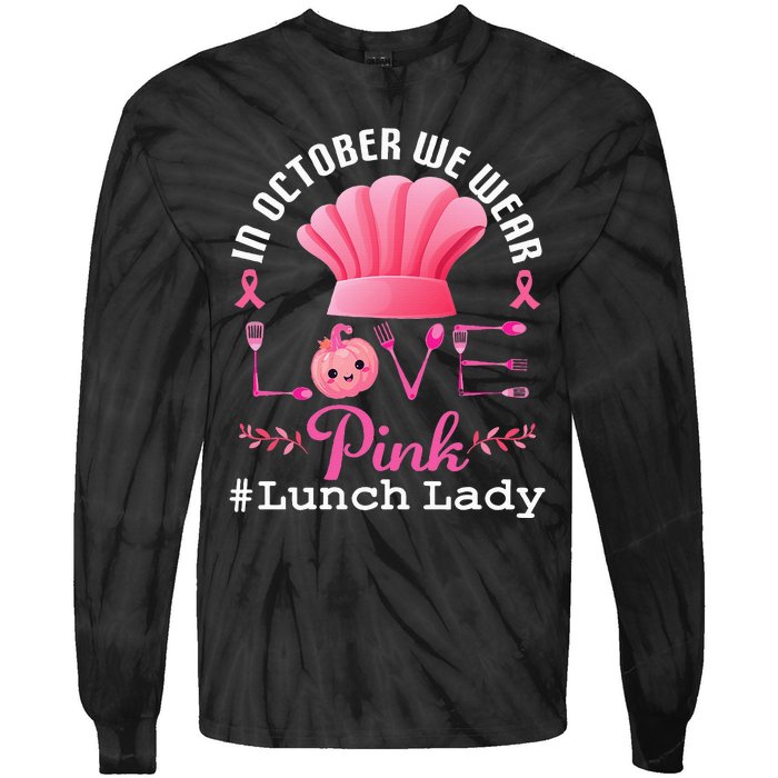 October Pink Lunch Lady Halloween Tie-Dye Long Sleeve Shirt