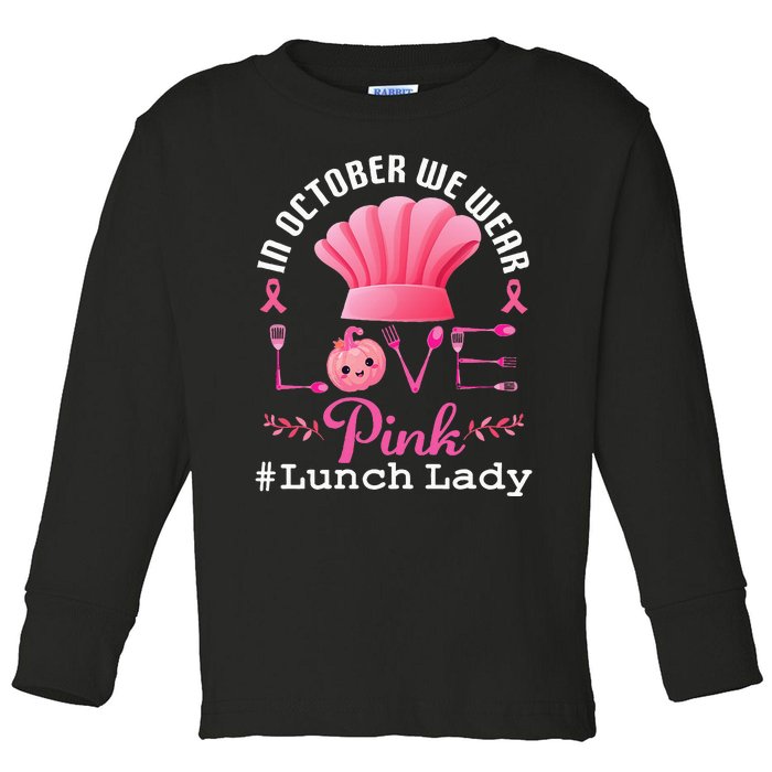 October Pink Lunch Lady Halloween Toddler Long Sleeve Shirt