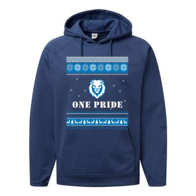 One Pride Lions Head Ugly Christmas Funny Gift Performance Fleece Hoodie