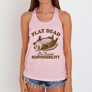 Opossum Possum Lover Play Dead To Avoid Responsibility Women's Knotted Racerback Tank